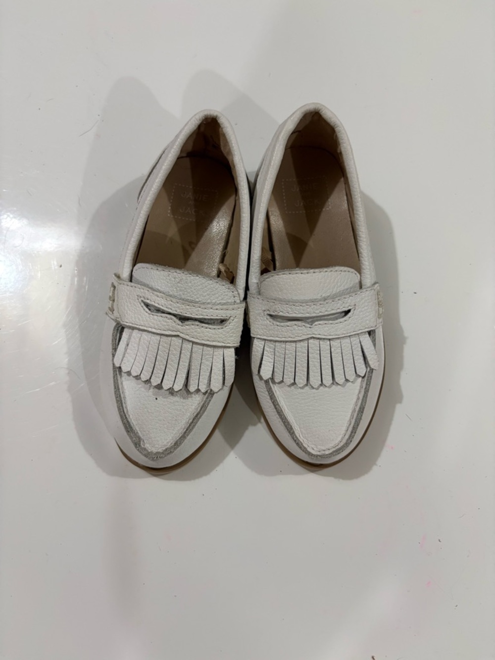 Janie and Jack Girls White Fringe Loafers